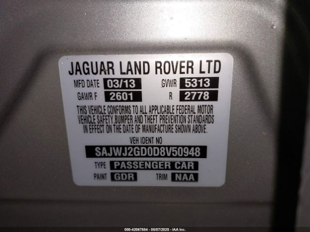 2013 JAGUAR XJ SAJWJ2GD0D8V50948 Photo 8