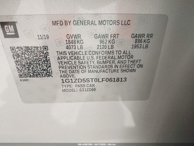 1G1ZD5ST0LF061813 Chevrolet lfv - direct injection, variable valve timing, gen 1