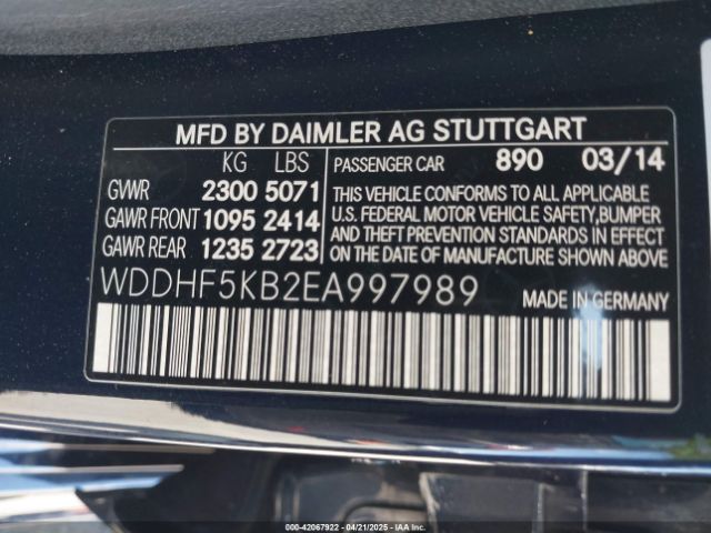 WDDHF5KB2EA997989 Mercedes-Benz E 350 E 350 Luxury