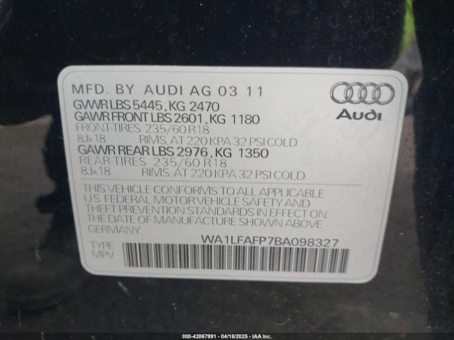 2011 AUDI Q5 WA1LFAFP7BA098327 Photo 8