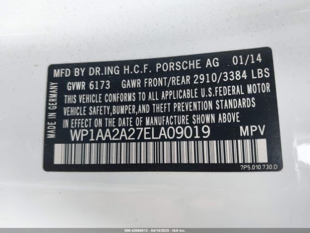 WP1AA2A27ELA09019 Porsche Cayenne Platinum Edition