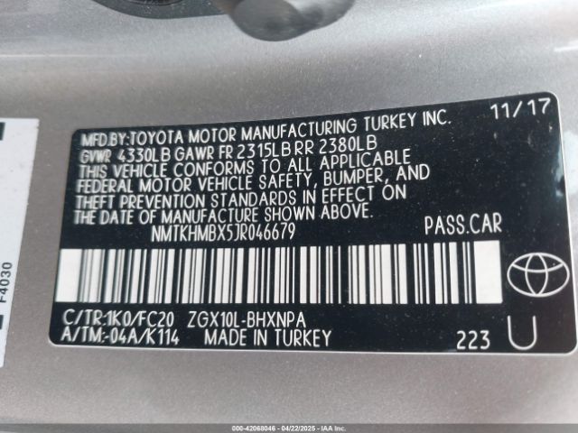 NMTKHMBX5JR046679 Toyota C-hr Xle Premium