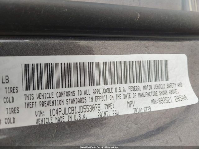 1C4PJLCB1JD553079 Jeep Cherokee Latitude Fwd