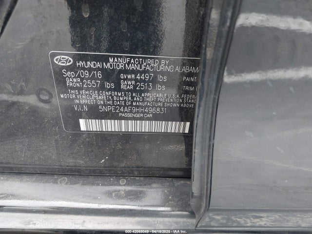 5NPE24AF9HH496831 Hyundai Sonata