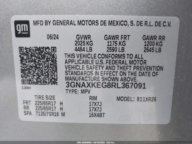 2024 CHEVROLET EQUINOX 3GNAXKEG8RL367091 Photo 8