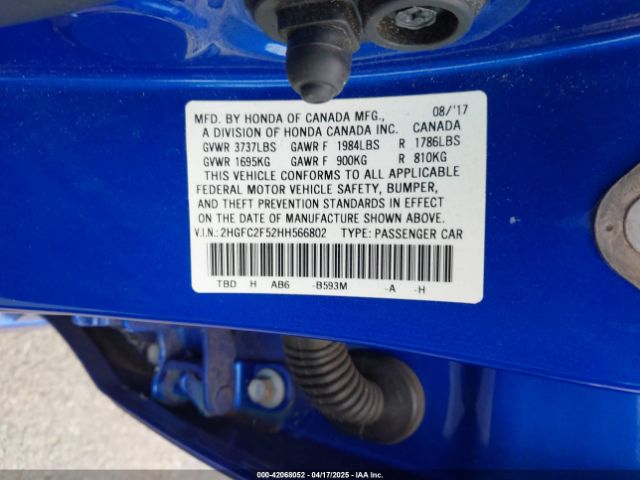 2HGFC2F52HH566802 Honda Civic Lx
