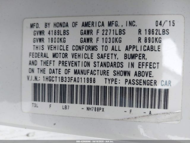 1HGCT1B33FA011998 Honda Accord Lx-s