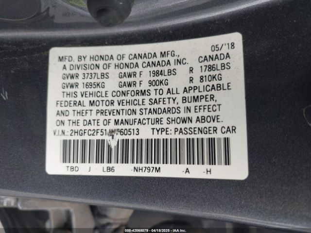 2HGFC2F51JH560513 Honda Civic Lx