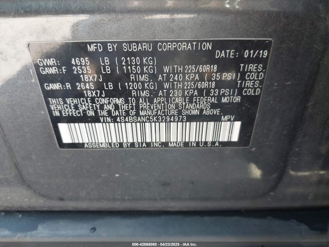 4S4BSANC5K3294973 Subaru Outback 2.5i Limited