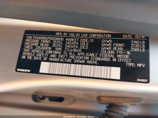 YV440MDU7H2008910 Volvo Xc60 T5 Inscription