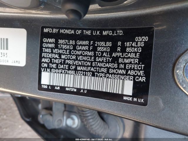 SHHFK7H66LU221192 Honda CIVIC EX