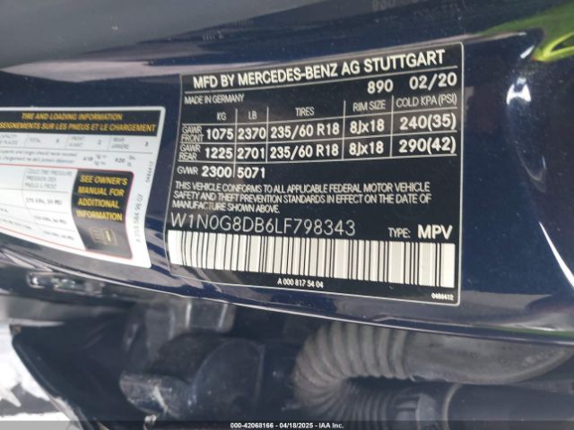 W1N0G8DB6LF798343 Mercedes-Benz GLC 300