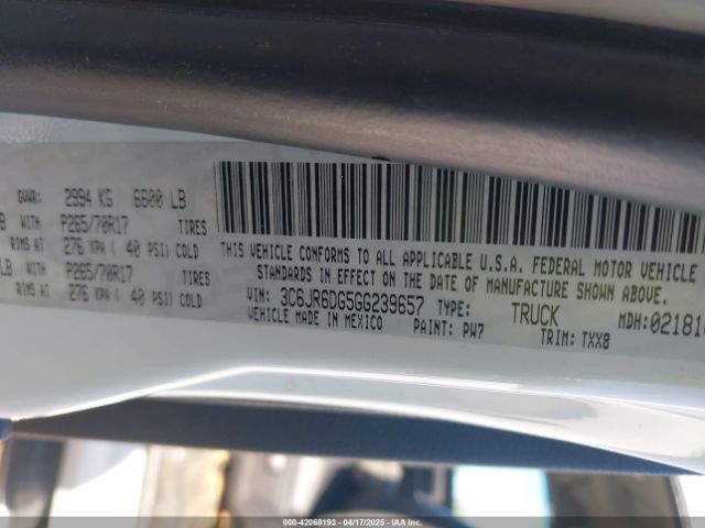 3C6JR6DG5GG239657 RAM 1500 Tradesman