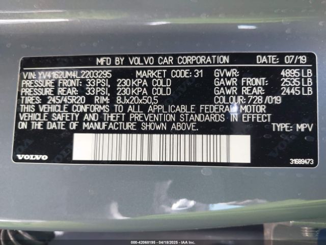 YV4162UM4L2203295 Volvo Xc40 T5 R-design