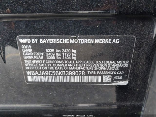 2019 BMW 530E WBAJA9C56KB399028 Photo 8