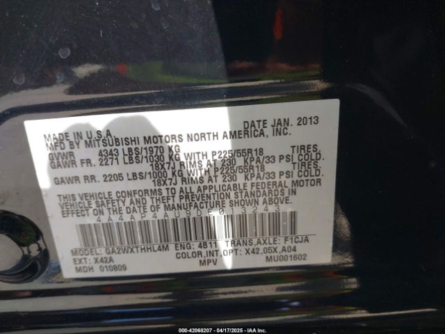 2013 MITSUBISHI OUTLANDER SPORT 4A4AP4AU9DE013243 Photo 8