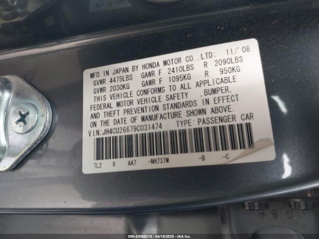 2009 ACURA TSX JH4CU26679C031474 Photo 8