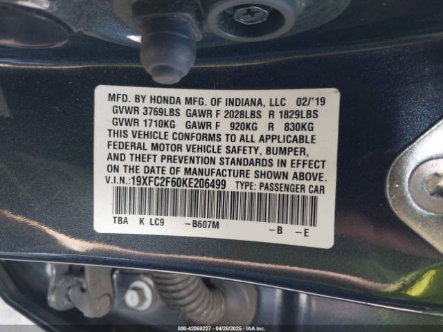 19XFC2F60KE206499 Honda Civic Lx