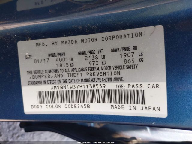 JM1BN1W37H1138559 Mazda Mazda3 Grand Touring