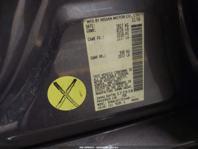 1N4AL3AP7HC172938 Nissan Altima 2.5 Sl