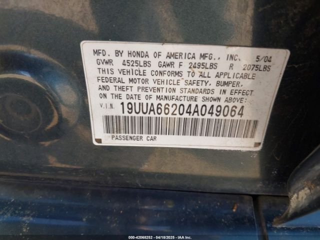 2004 ACURA TL 19UUA66204A049064 Photo 8