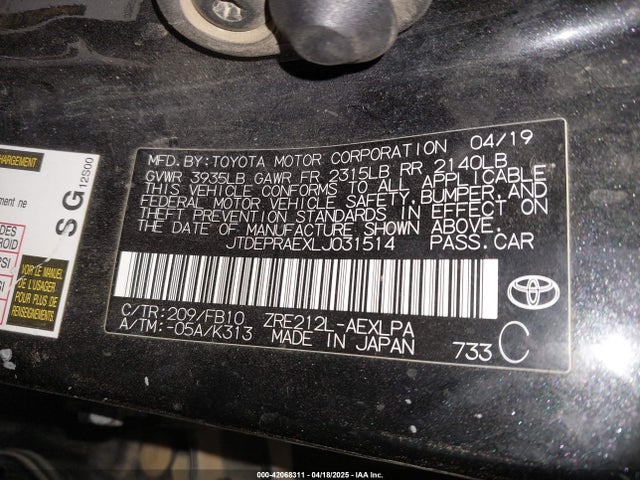 JTDEPRAEXLJ031514 Toyota COROLLA LE