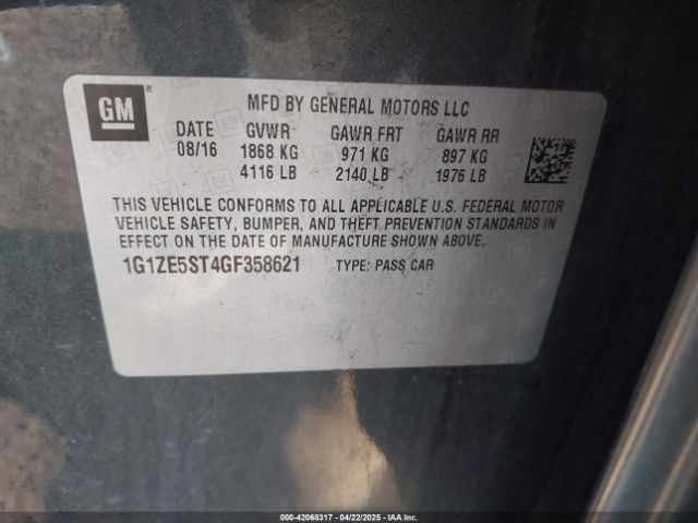1G1ZE5ST4GF358621 Chevrolet MALIBU 1LT