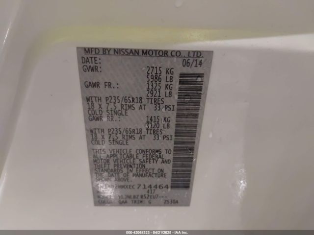 5N1AR2MMXEC714464 Nissan Pathfinder