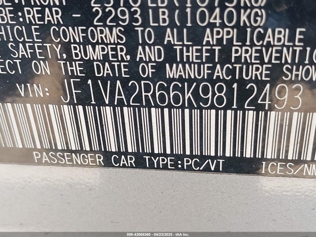 JF1VA2R66K9812493 Subaru 2019