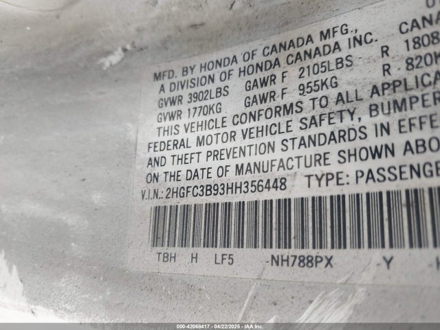 Honda l15b7 2017 2HGFC3B93HH356448 Image 9
