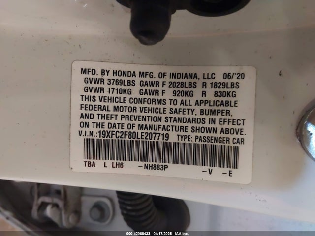 19XFC2F80LE207719 Honda Civic Sport