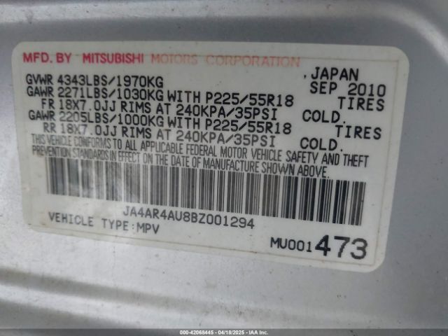 2011 MITSUBISHI OUTLANDER SPORT JA4AR4AU8BZ001294 Photo 8