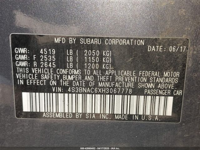 4S3BNAC6XH3067778 Subaru Legacy 2.5i Premium