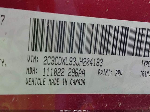 2C3CDXL93JH204183 Dodge Charger Srt Hellcat Rwd