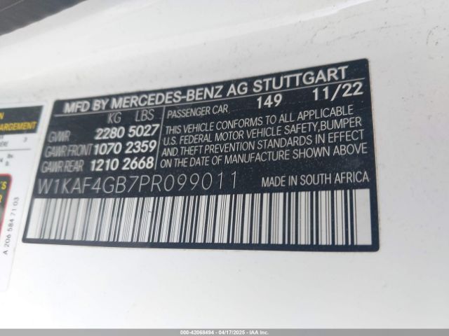 W1KAF4GB7PR099011 Mercedes-Benz C 300 Sedan