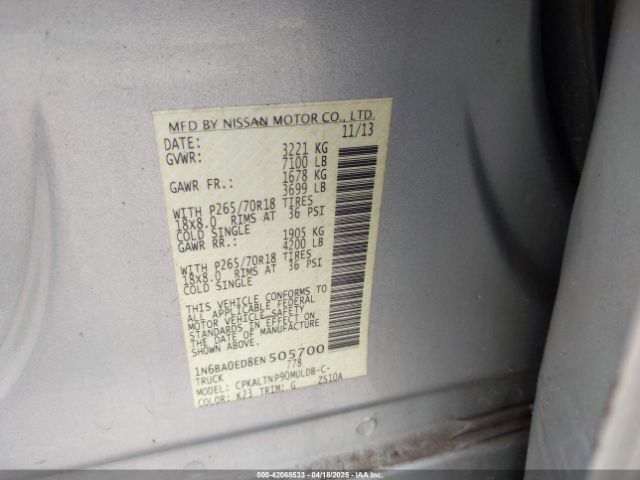 1N6BA0ED8EN505700 Nissan TITAN SV