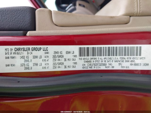 2015 JEEP GRAND CHEROKEE 1C4RJFBG5FC625860 Photo 8