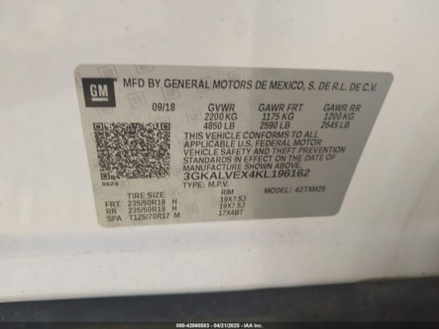 3GKALVEX4KL196162 GMC Terrain Slt