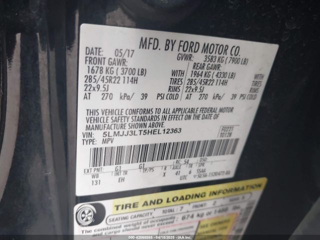 5LMJJ3LT5HEL12363 Lincoln Navigator L Reserve