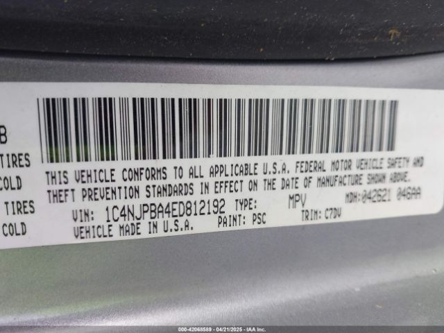 1C4NJPBA4ED812192 Jeep Patriot Sport