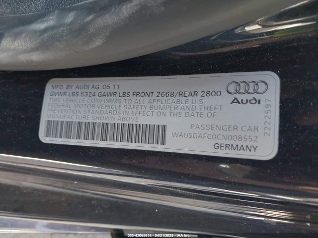 2012 AUDI A7 WAUSGAFC0CN008552 Photo 8