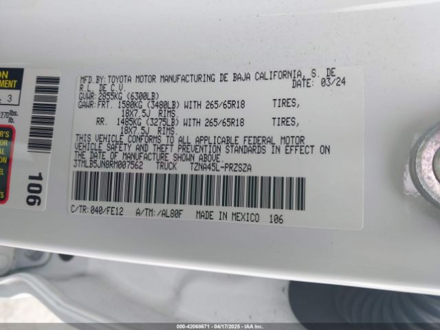 3TMLB5JN8RM007562 Toyota Tacoma Trd Sport