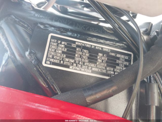 2022 ROYAL ENFIELD MOTORS INT 650 ME3FPN471NK702438 Photo 9