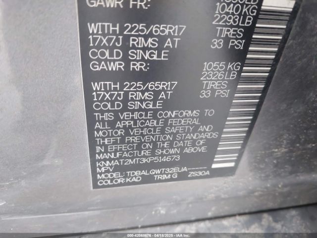 KNMAT2MT3KP514673 Nissan ROGUE SV