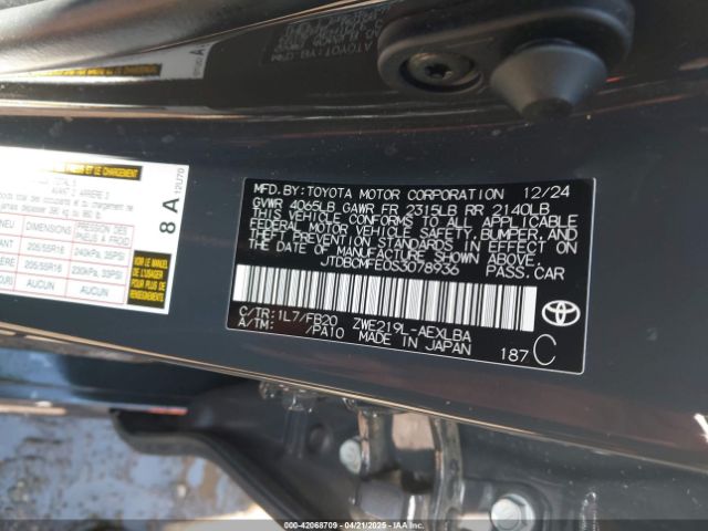 JTDBCMFE0S3078936 Toyota Corolla Hybrid Le