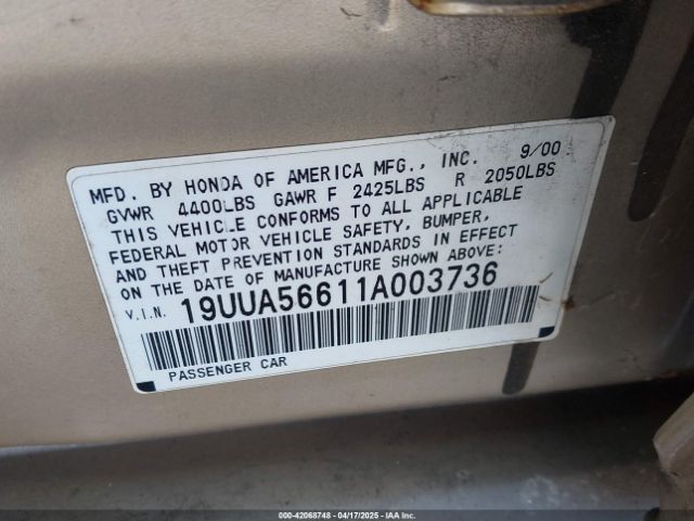 2001 ACURA TL 19UUA56611A003736 Photo 8
