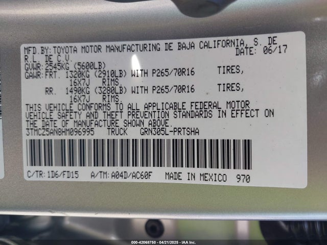 3TMCZ5AN8HM096995 Toyota 2gr-fks