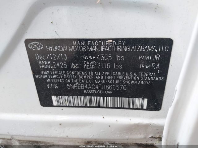 5NPEB4AC4EH866570 Hyundai SONATA GLS