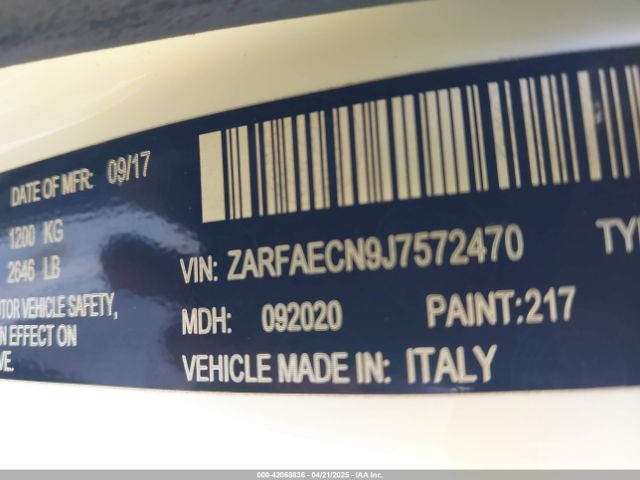 ZARFAECN9J7572470 Alfa Romeo Giulia Ti Sport Rwd