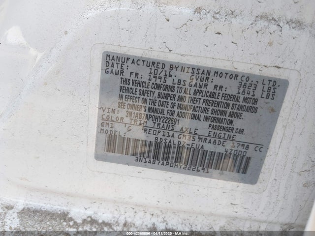 3N1AB7AP0HY222691 Nissan SENTRA SV